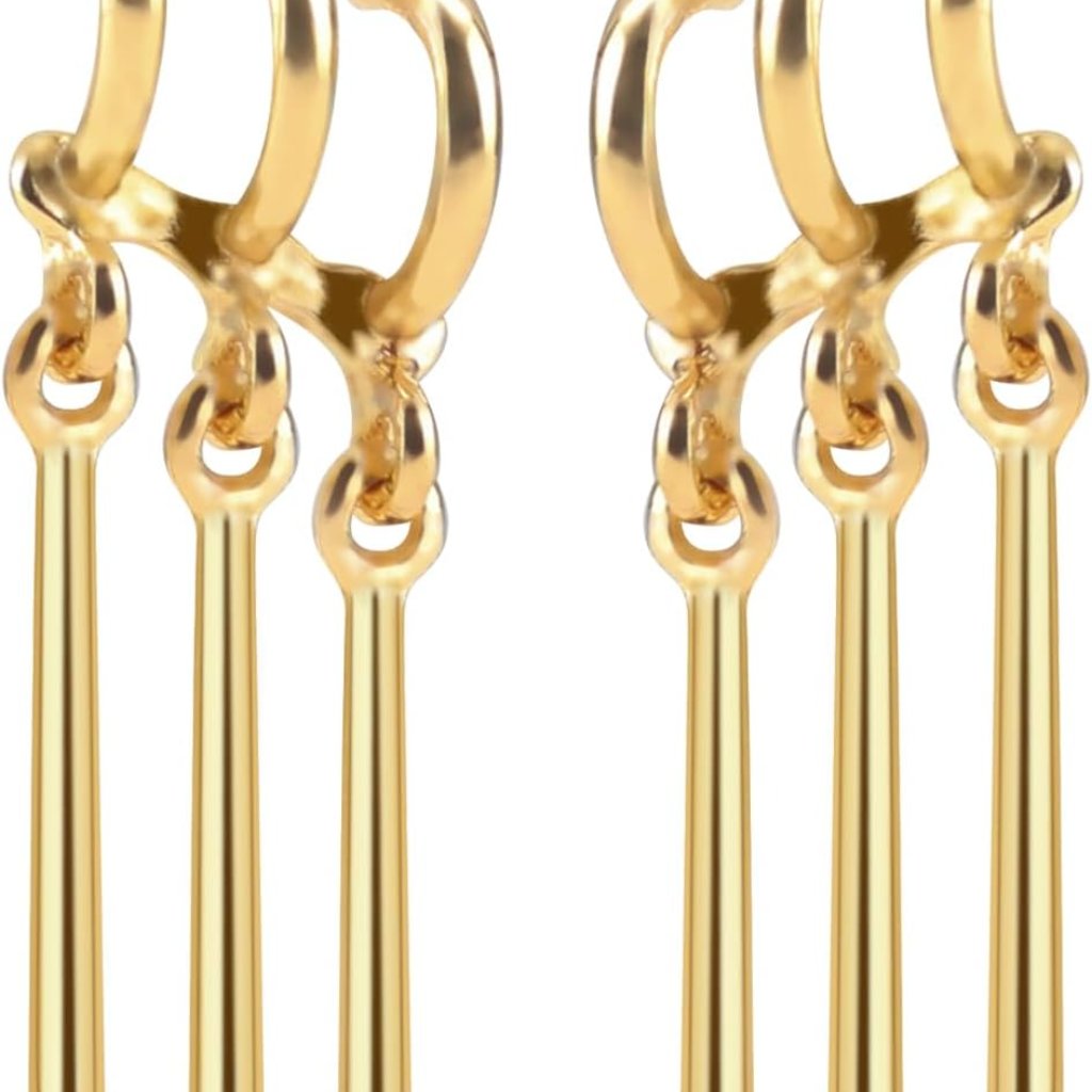 1 Pairs Gold Triple Earrings Clip With Single Ear Piercing For Women Men Cosplay